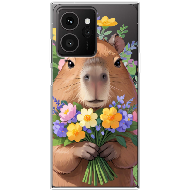 Прозорий чохол BoxFace HMD Skyline Капибара з квітами