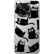 Прозорий чохол BoxFace Poco F7 Pro с 3D-глазками Black Kitty