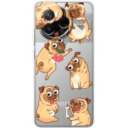 Прозорий чохол BoxFace Poco F7 Pro с 3D-глазками Pug