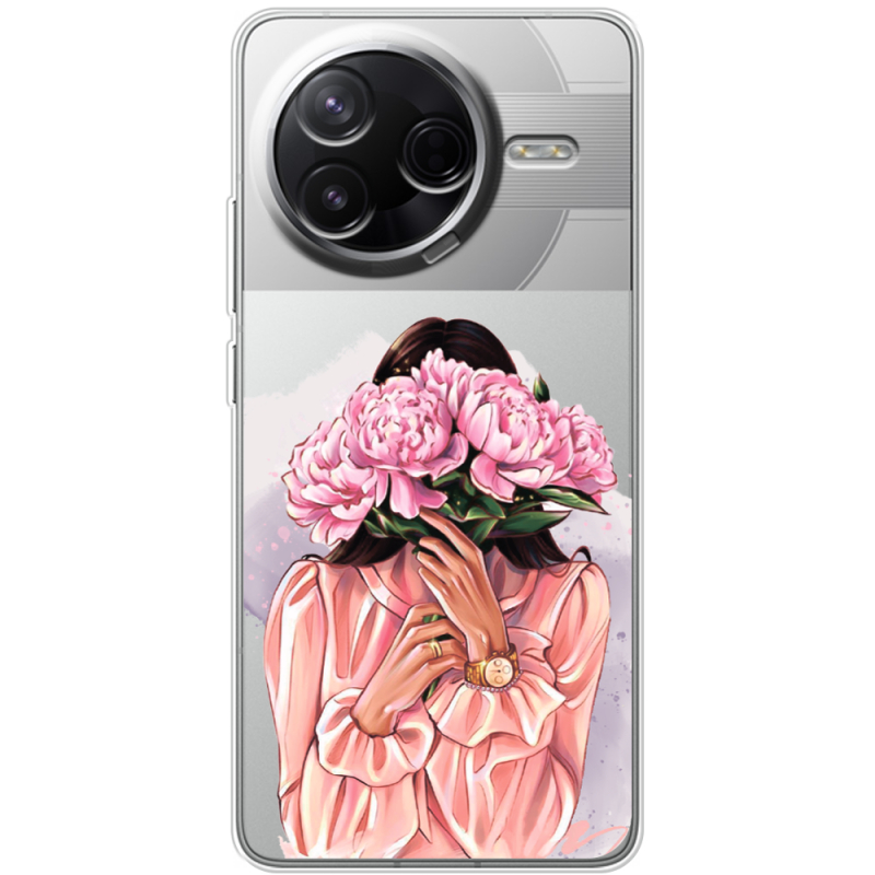 Прозорий чохол BoxFace Poco F7 Pro Девушка с Пионами