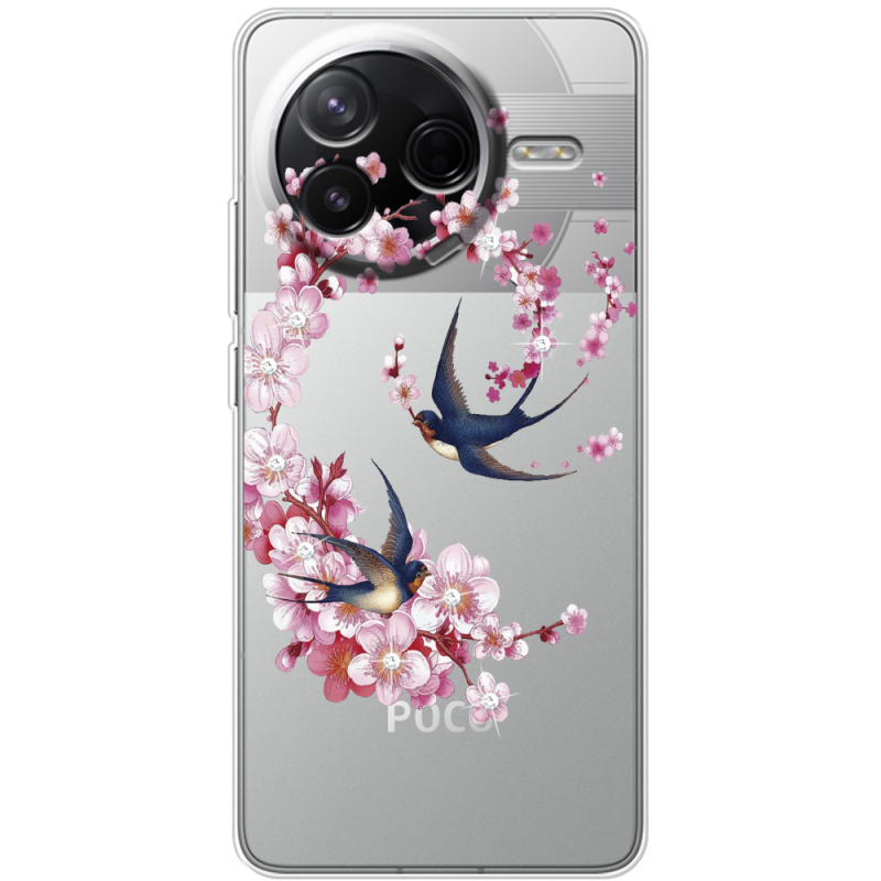 Чохол зі стразами Poco F7 Pro Swallows and Bloom