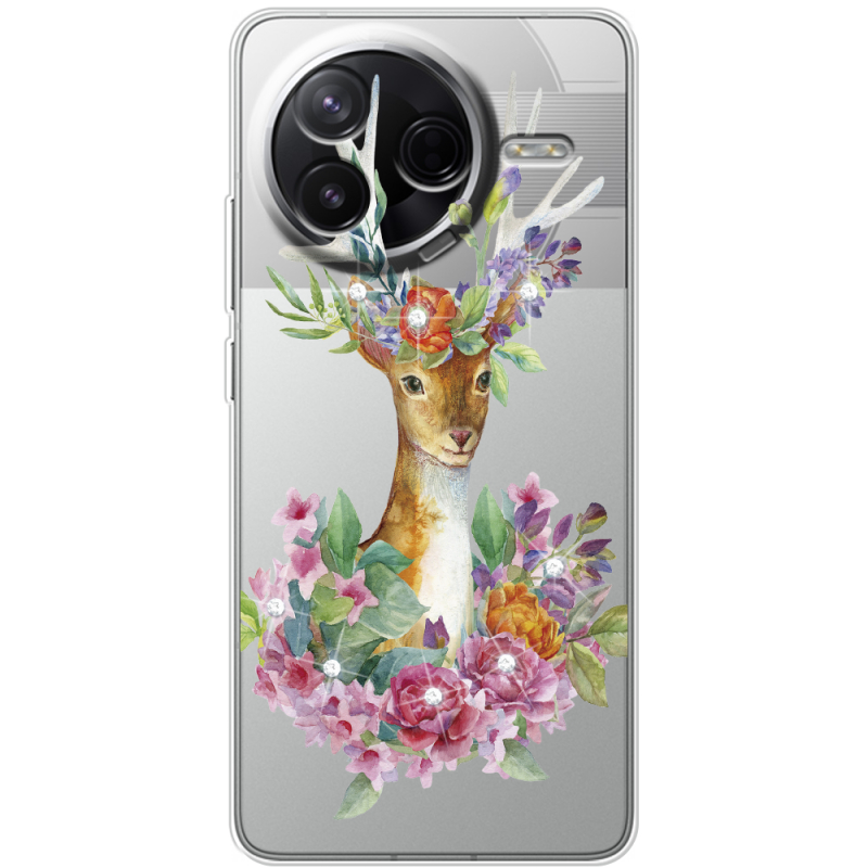 Чохол зі стразами Poco F7 Pro Deer with flowers