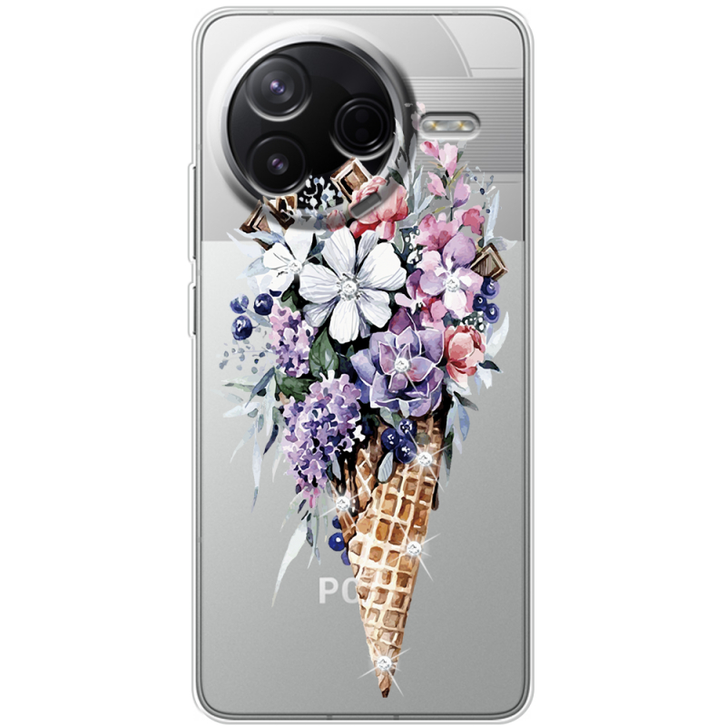 Чохол зі стразами Poco F7 Pro Ice Cream Flowers