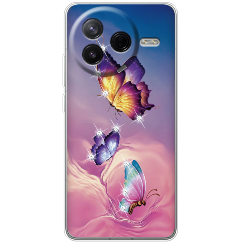 Чохол зі стразами Poco F7 Pro Butterflies
