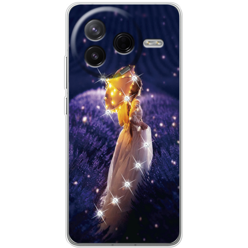 Чохол зі стразами Poco F7 Pro Girl with Umbrella