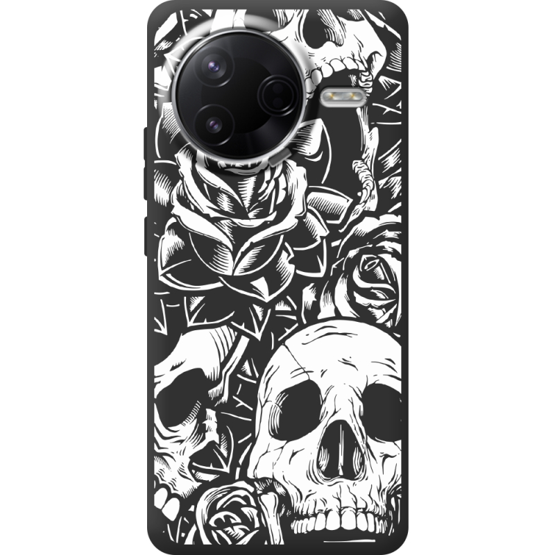 Чорний чохол BoxFace Poco F7 Pro Skull and Roses