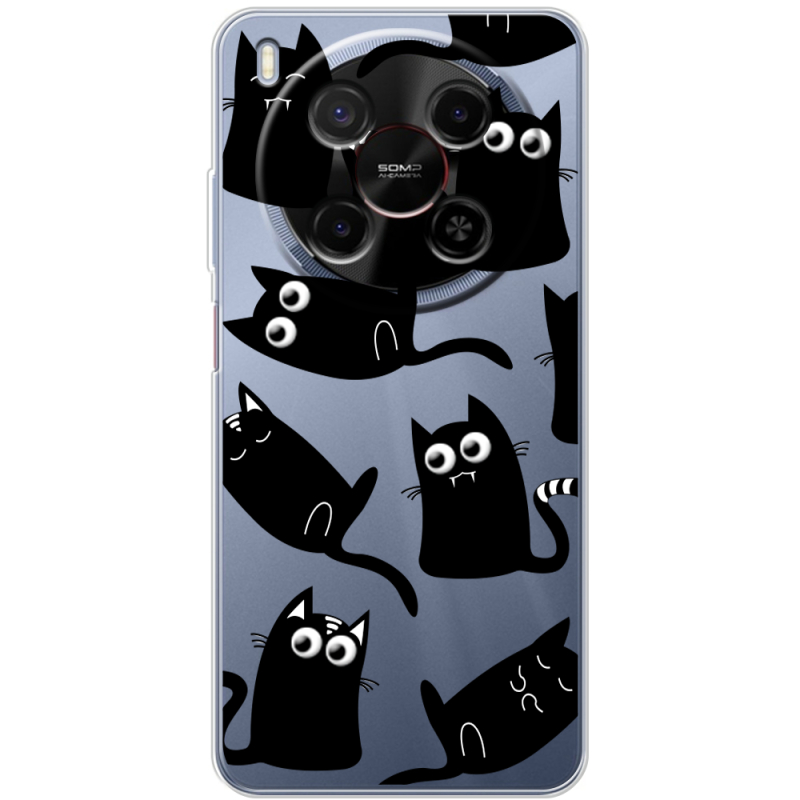 Прозорий чохол BoxFace Nubia V70 Max с 3D-глазками Black Kitty
