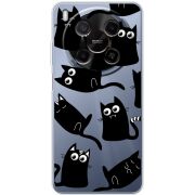 Прозорий чохол BoxFace Nubia V70 Max с 3D-глазками Black Kitty