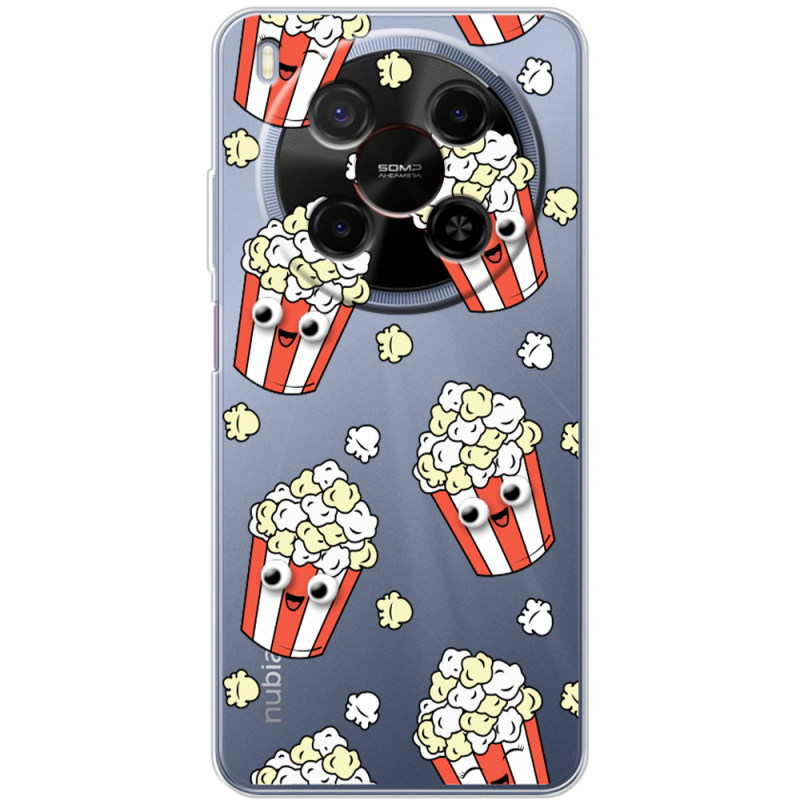 Прозорий чохол BoxFace Nubia V70 Max с 3D-глазками Popcorn