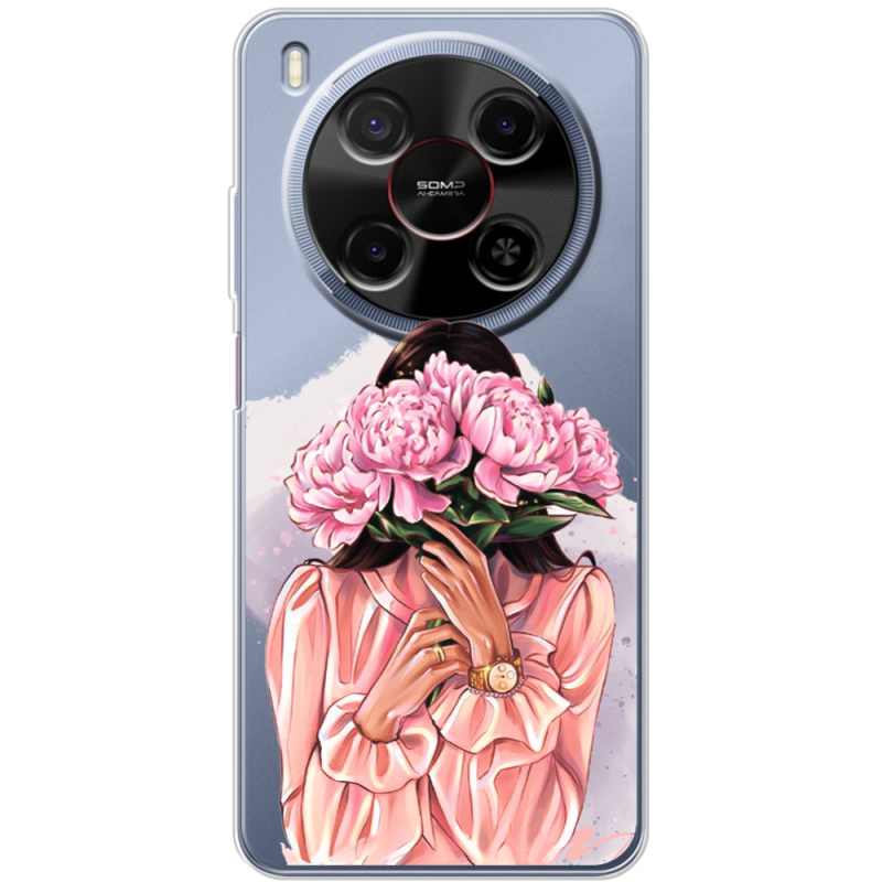 Прозорий чохол BoxFace Nubia V70 Max Девушка с Пионами