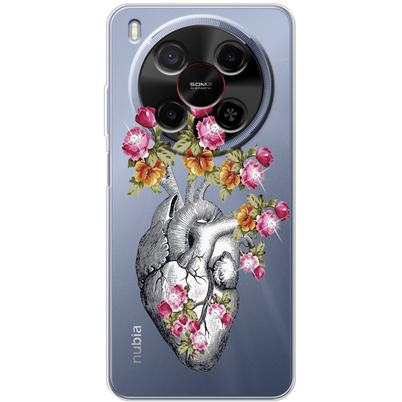 Чохол зі стразами Nubia V70 Max Heart