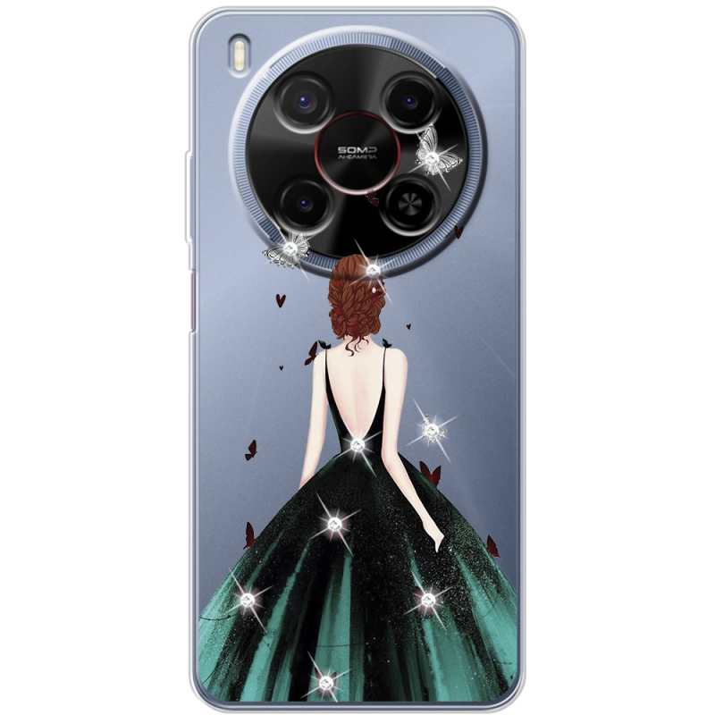 Чохол зі стразами Nubia V70 Max Girl in the green dress
