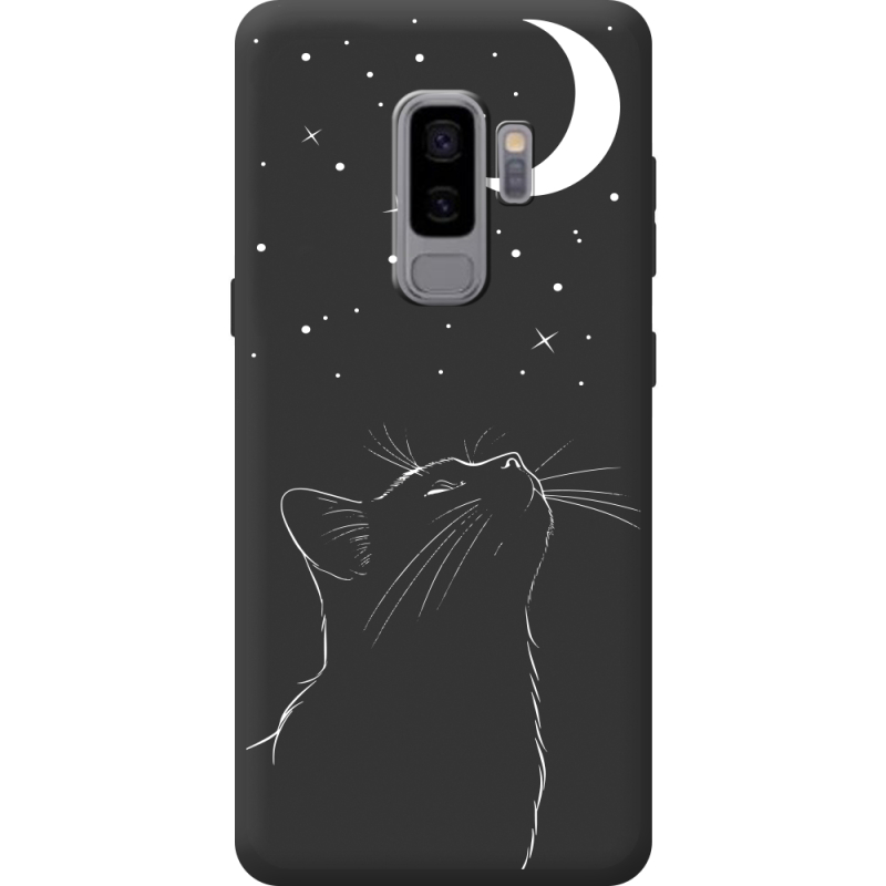 Чорний чохол BoxFace Samsung Galaxy S9 Plus (G965) Місячний кіт