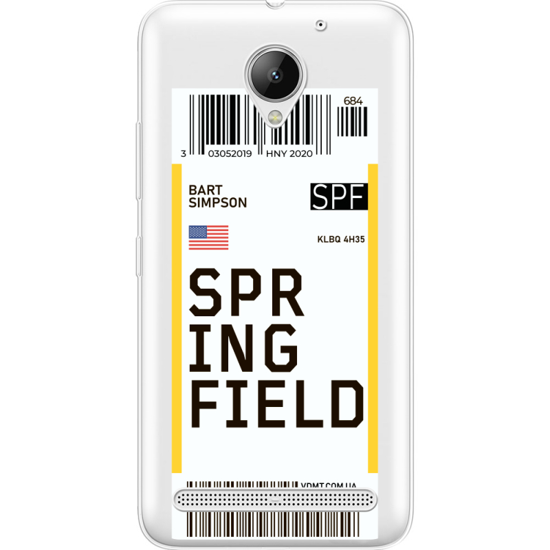 Прозрачный чехол Uprint Lenovo C2 K10a40 / C2 Power Ticket Springfield