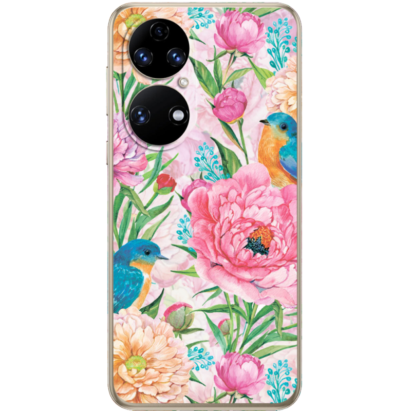 Чохол BoxFace Huawei P50 Birds in Flowers