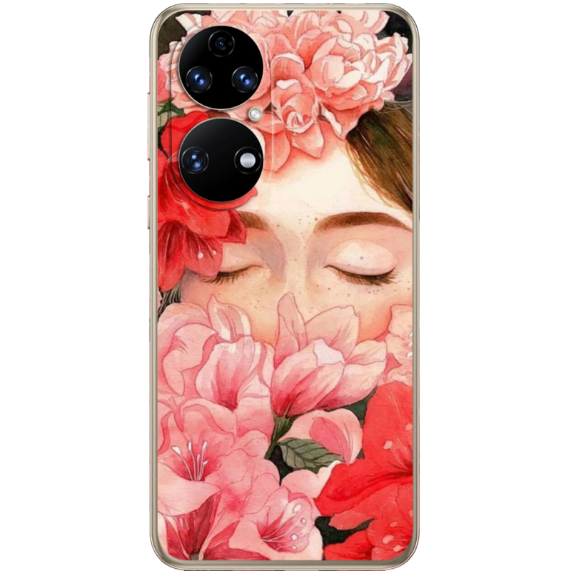 Чохол BoxFace Huawei P50 Girl in Flowers