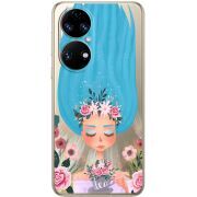 Прозорий чохол BoxFace Huawei P50 Blue Hair