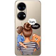 Прозорий чохол BoxFace Huawei P50 Super Mama and Son