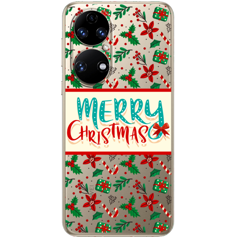 Прозорий чохол BoxFace Huawei P50 Vintage Christmas Pattern