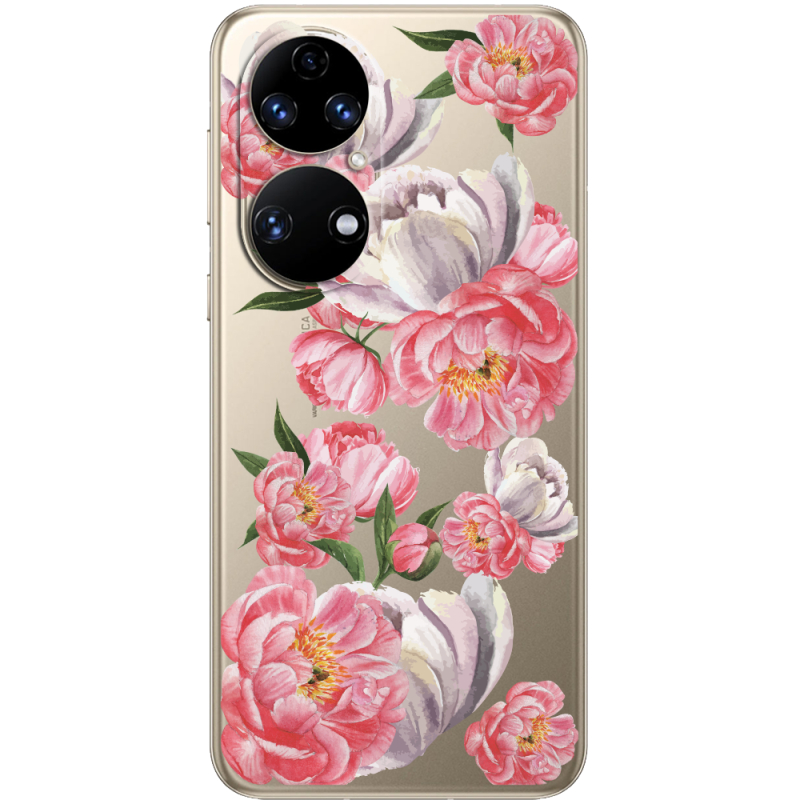 Прозорий чохол BoxFace Huawei P50 Peony Watercolor Style