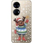 Прозорий чохол BoxFace Huawei P50 Christmas Deer with Snow