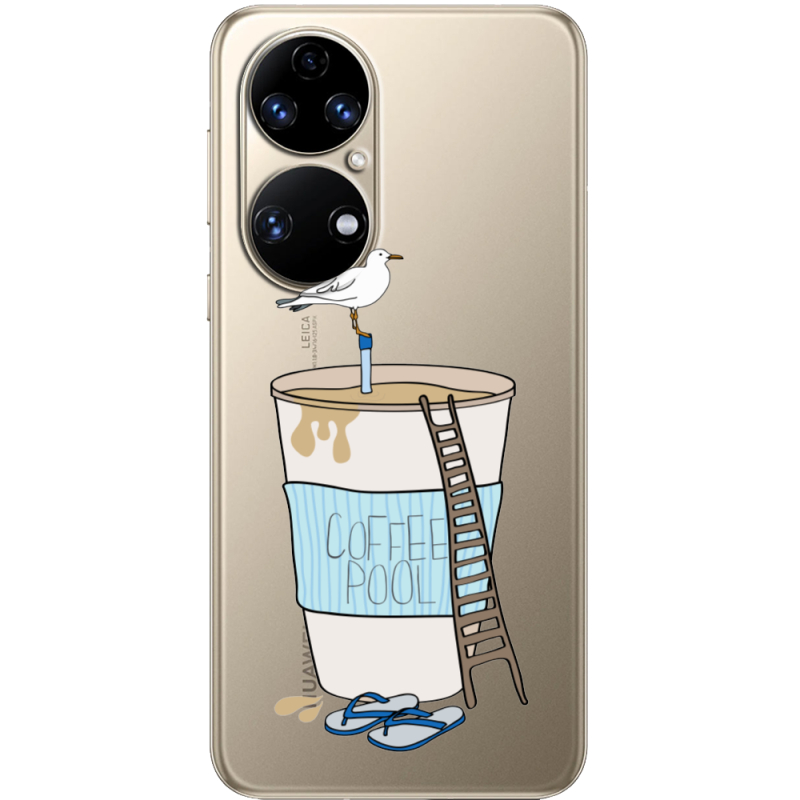 Прозорий чохол BoxFace Huawei P50 Segull in Cofee Pool