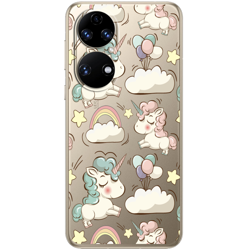 Прозорий чохол BoxFace Huawei P50 Unicorns