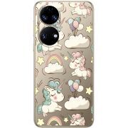 Прозорий чохол BoxFace Huawei P50 Unicorns