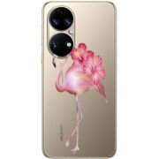 Прозорий чохол BoxFace Huawei P50 Floral Flamingo