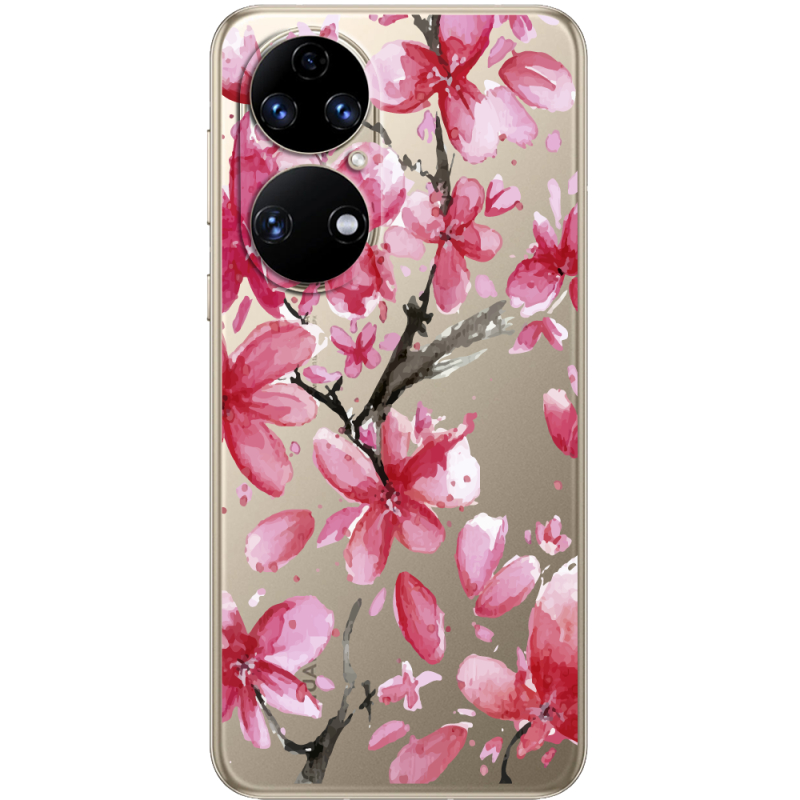 Прозорий чохол BoxFace Huawei P50 Pink Magnolia