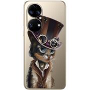 Прозорий чохол BoxFace Huawei P50 Steampunk Cat