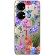 Прозорий чохол BoxFace Huawei P50 Flamingo
