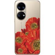 Прозорий чохол BoxFace Huawei P50 Red Poppies