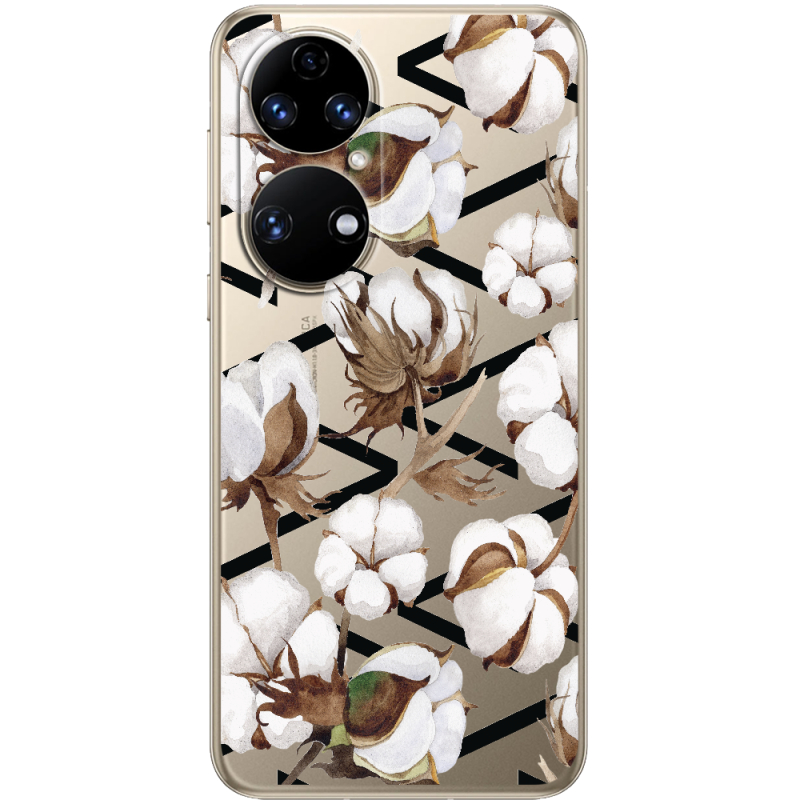 Прозорий чохол BoxFace Huawei P50 Cotton flowers