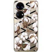 Прозорий чохол BoxFace Huawei P50 Cotton flowers