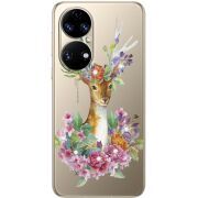 Чохол зі стразами Huawei P50 Deer with flowers