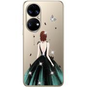 Чохол зі стразами Huawei P50 Girl in the green dress