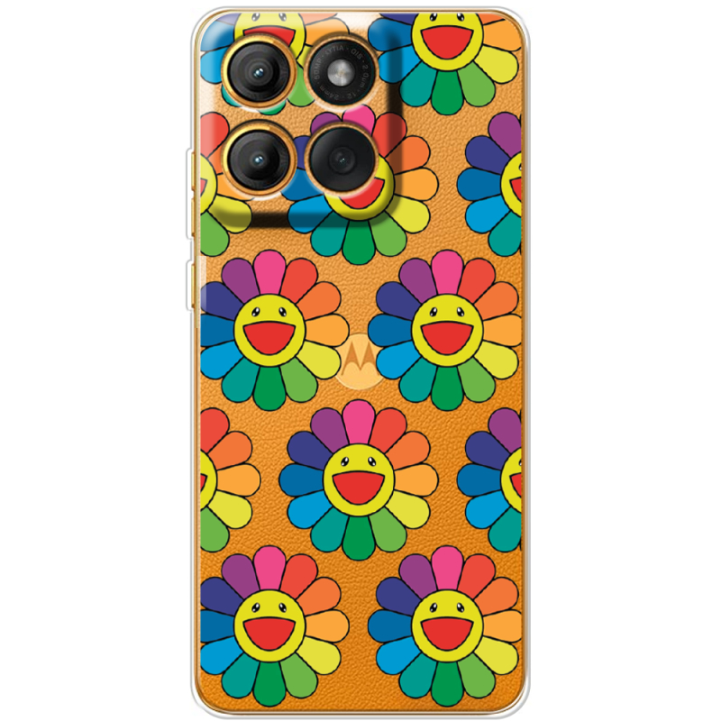 Прозорий чохол BoxFace Moto Edge 60 Hippie Flowers