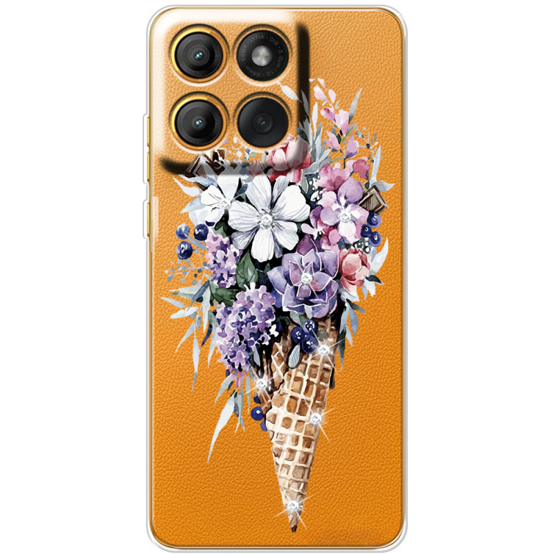 Чохол зі стразами Moto Edge 60 Ice Cream Flowers