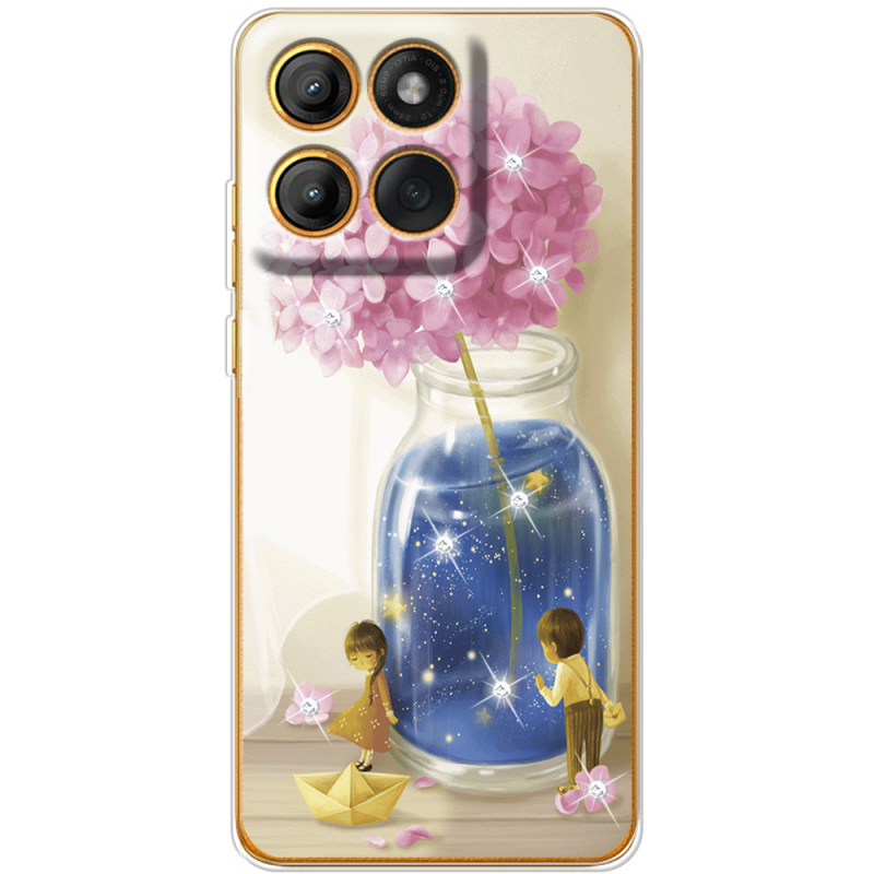 Чохол зі стразами Moto Edge 60 Little Boy and Girl