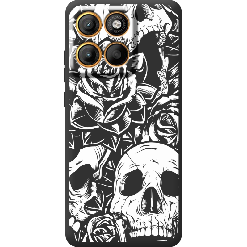 Чорний чохол BoxFace Moto Edge 60 Skull and Roses