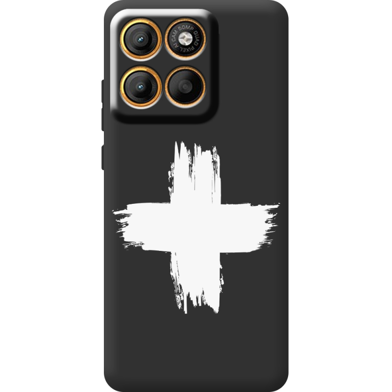 Чорний чохол BoxFace Moto Edge 60 Білий хрест ЗСУ