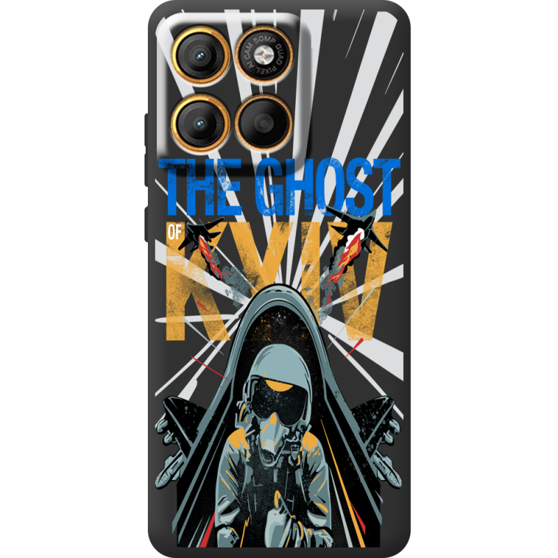 Чорний чохол BoxFace Moto Edge 60 Привид Києва в дії