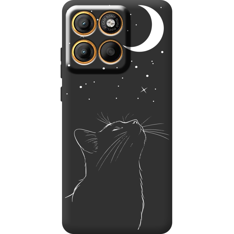 Чорний чохол BoxFace Moto Edge 60 Місячний кіт