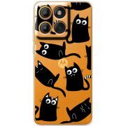 Прозорий чохол BoxFace Moto Edge 60 Fusion с 3D-глазками Black Kitty