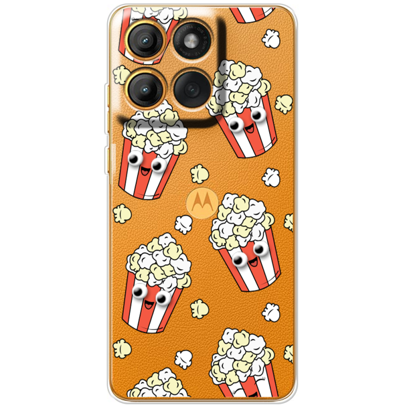 Прозорий чохол BoxFace Moto Edge 60 Fusion с 3D-глазками Popcorn