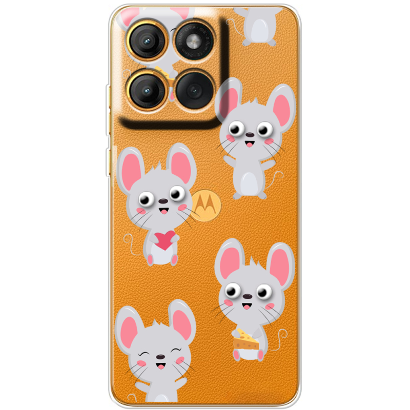Прозорий чохол BoxFace Moto Edge 60 Fusion с 3D-глазками Mouse
