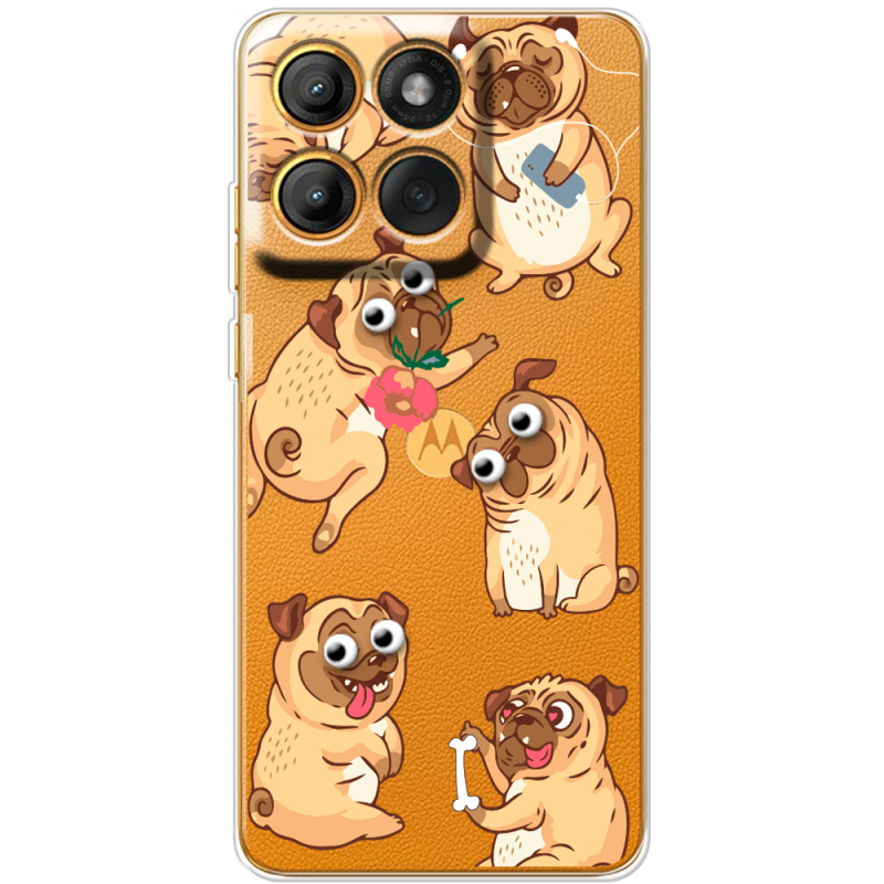 Прозорий чохол BoxFace Moto Edge 60 Fusion с 3D-глазками Pug