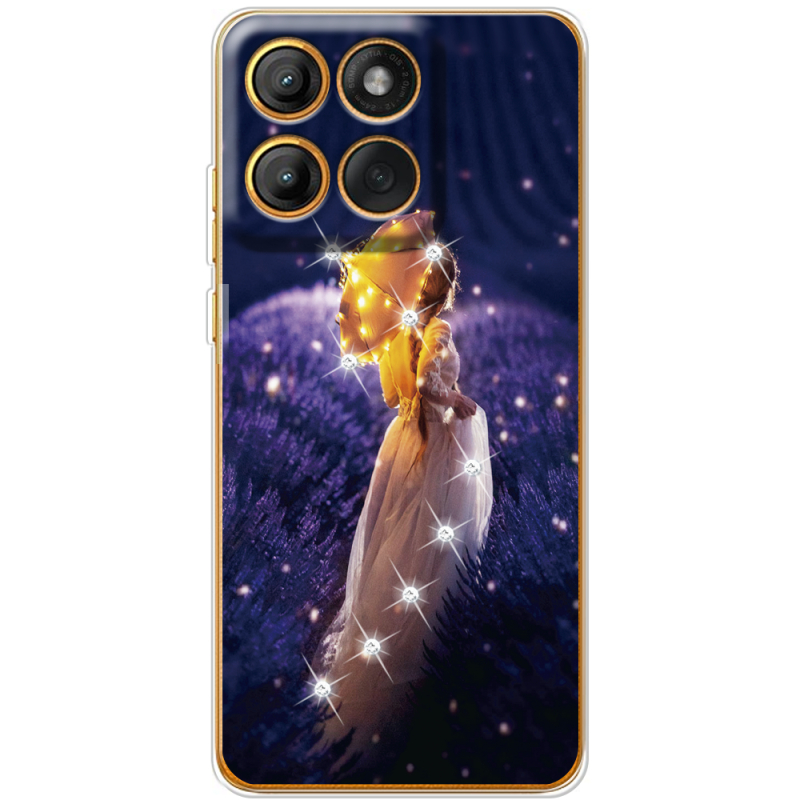 Чохол зі стразами Moto Edge 60 Fusion Girl with Umbrella