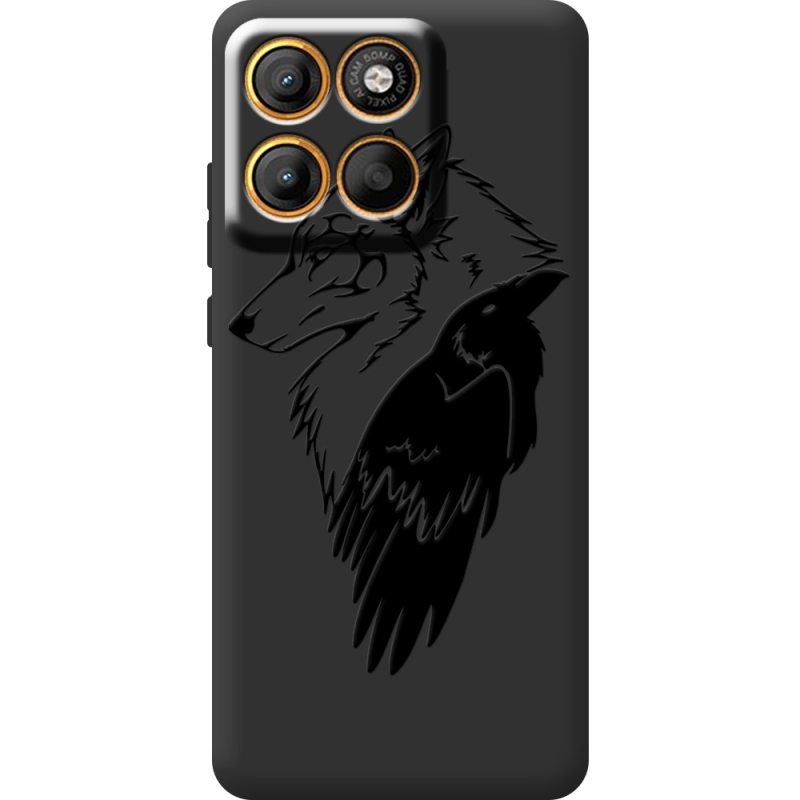 Чорний чохол BoxFace Moto Edge 60 Fusion Wolf and Raven